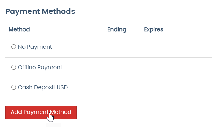 Add Payment Method button